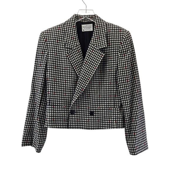 Vintage Miss Pendleton Virgin Wool Skirt Suit 2PC Women 10 Small Black White Red - Picture 2 of 13